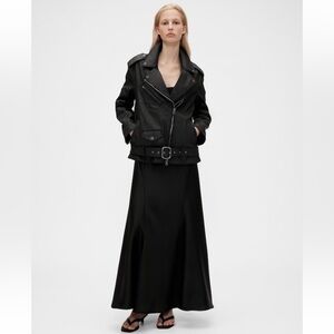 GAP STUDIO Black Coated Denim Moto Jacket